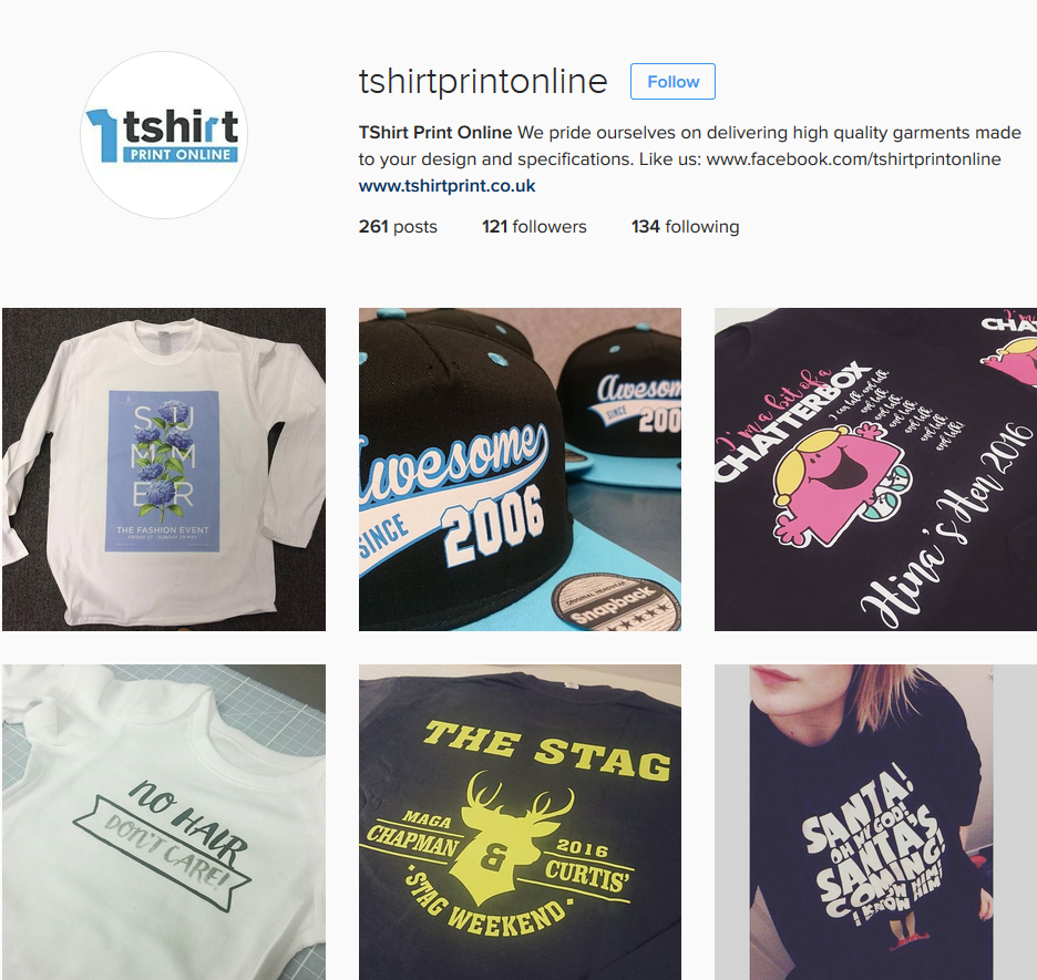 Tshirt print online on instagram